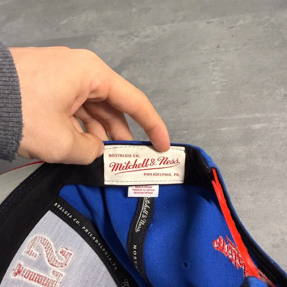 Mitchell & Ness New‎ England Patriots Snapback Hat Blue Red Shadow Laser Wool